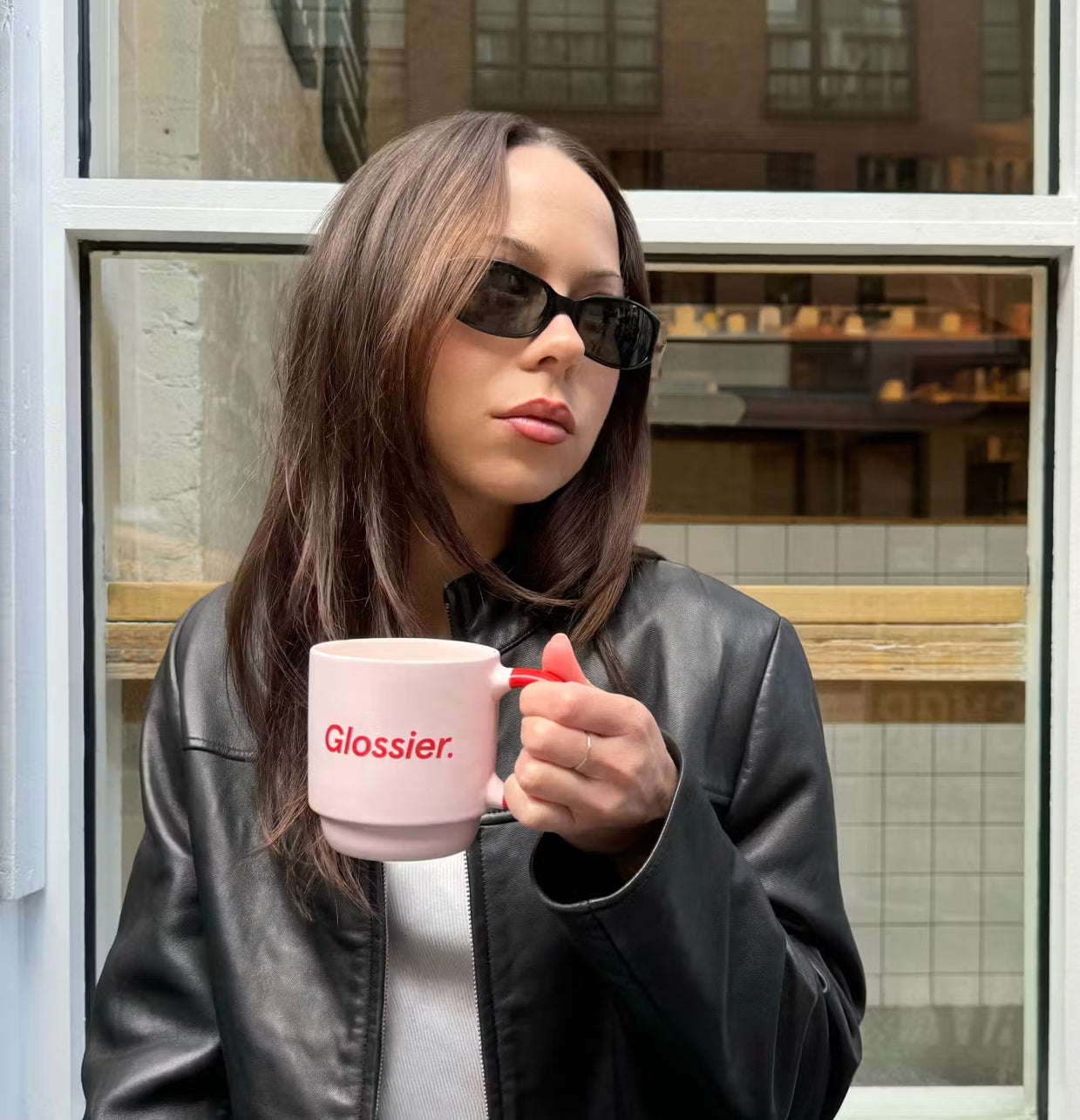 ✨ Glossier “Three-Eyed Smiley” Ceramic Mug