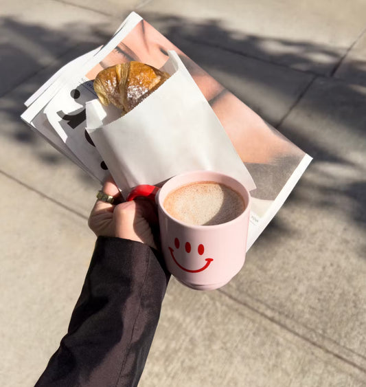 ✨ Glossier “Three-Eyed Smiley” Ceramic Mug