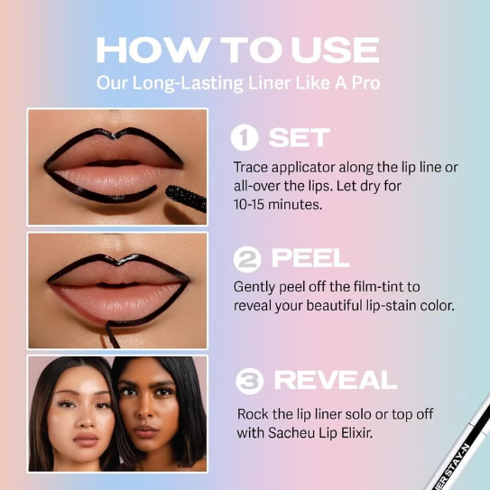Sacheu STAY-N Peel-Off Lip Liner Stain – Longwear, Hydrating & TikTok Viral