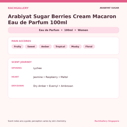 Arabiyat Sugar Berries Cream Macaron Eau de Parfum 100ml scent notes and main accords