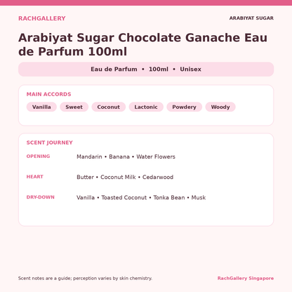 Arabiyat Sugar Chocolate Ganache Eau de Parfum 100ml scent notes and main accords