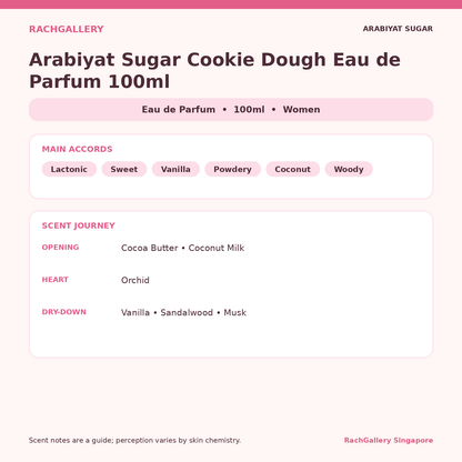 Arabiyat Sugar Cookie Dough Eau de Parfum 100ml scent notes and main accords