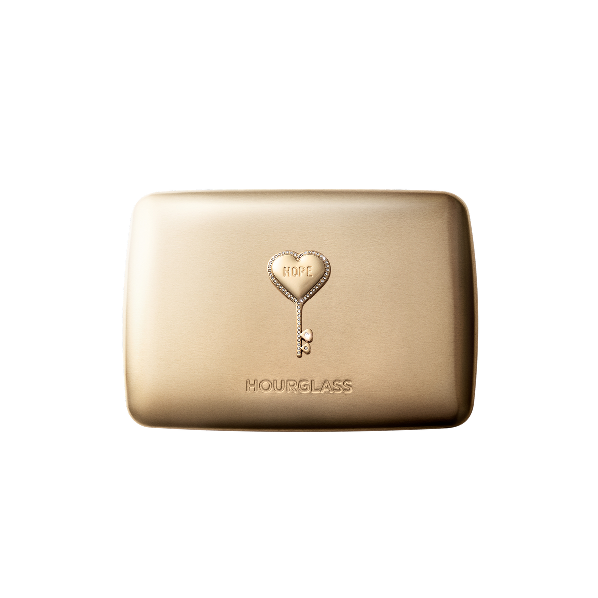 Hourglass Hope 2026 gold case with heart-and-key charm