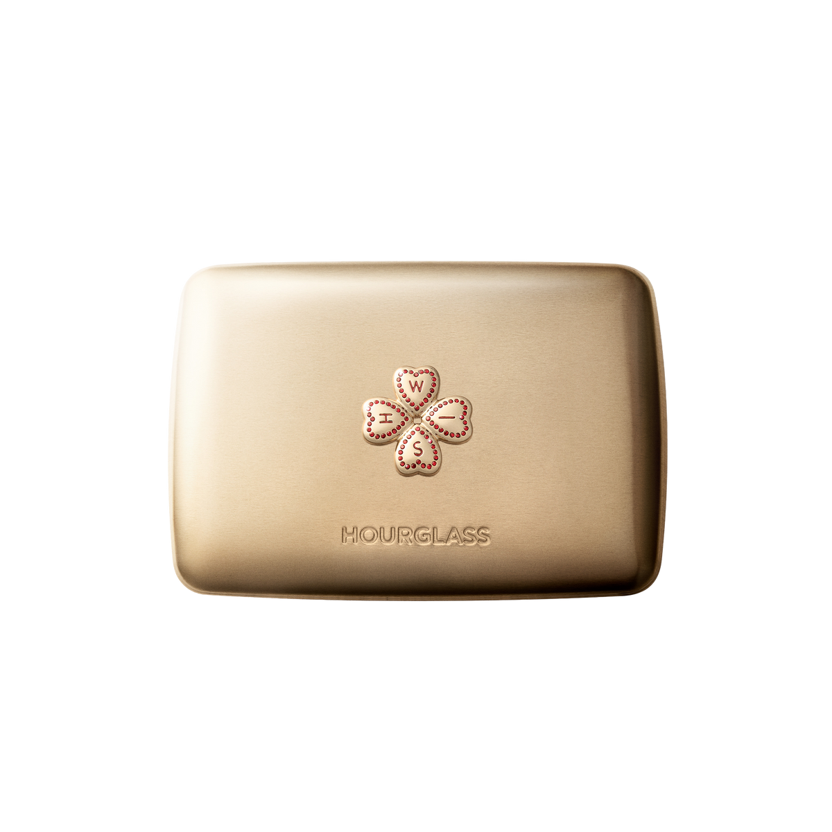 Hourglass Wish 2026 gold case with four-leaf clover charm