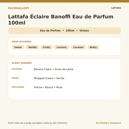 Lattafa Éclaire Banoffi Eau de Parfum 100ml scent notes and main accords